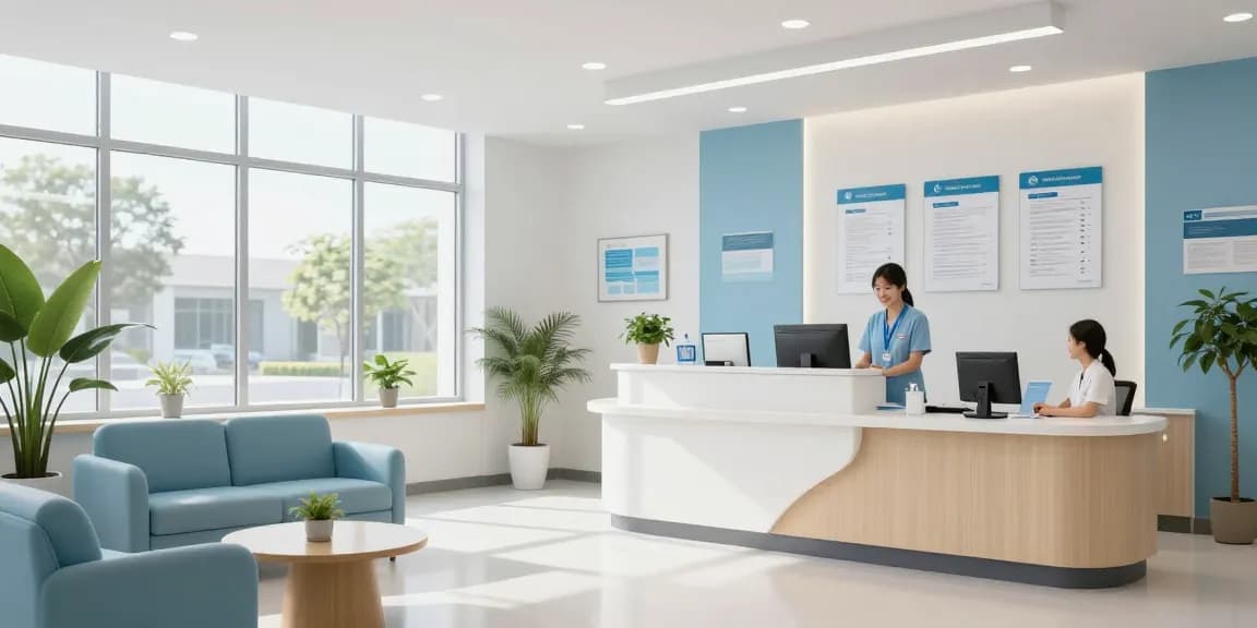 David Hoffmeister reviews at a modern healthcare facility focusing on patient care and wellness.