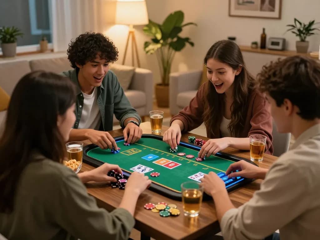 Engaging session at online casinos in Canada, players enjoying poker on a tablet at home.