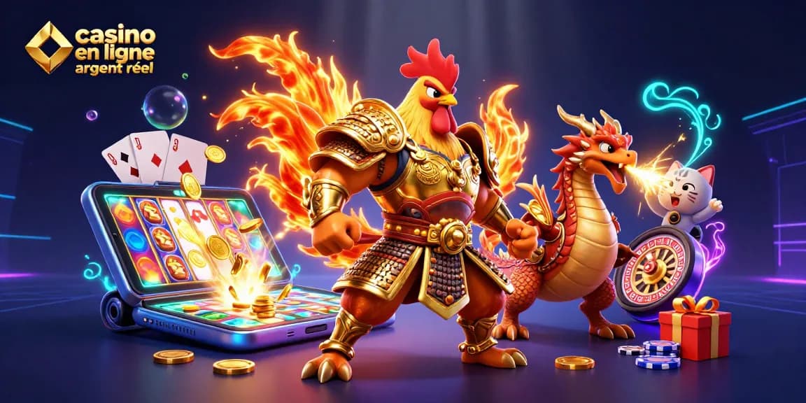 Découvrez l'excitation du casino en ligne argent réel avec des personnages de jeu dynamiques et des éléments.