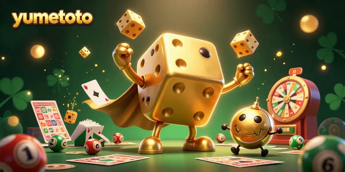 Experience yumetoto's thrilling lottery action with vibrant characters surrounded by dynamic game elements.