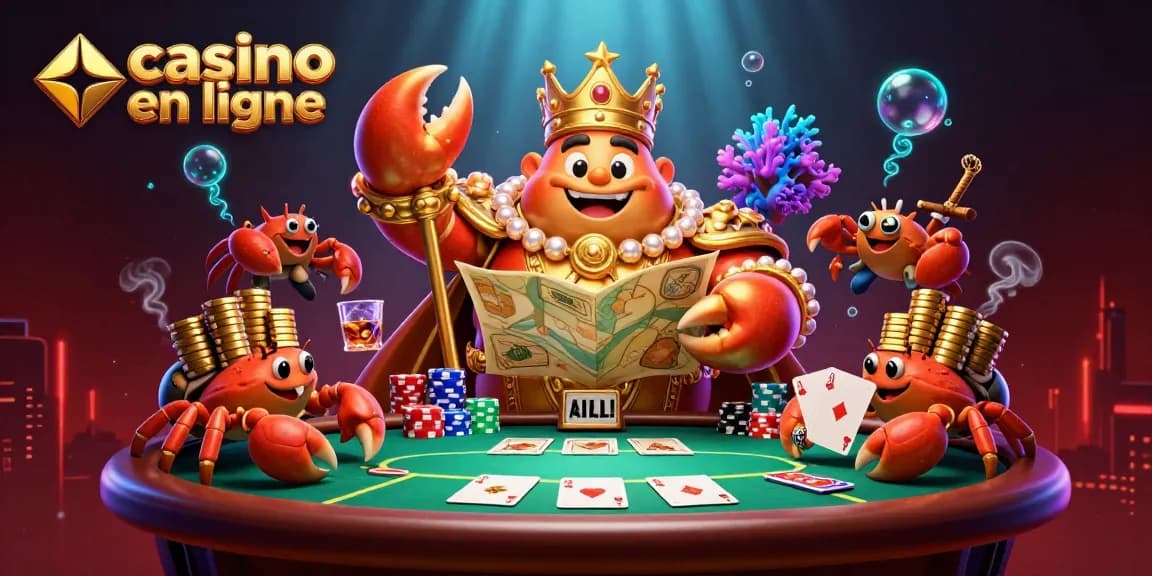 Plongez dans l'univers des jeux de hasard au casino en ligne avec un crabe doré majestueux.