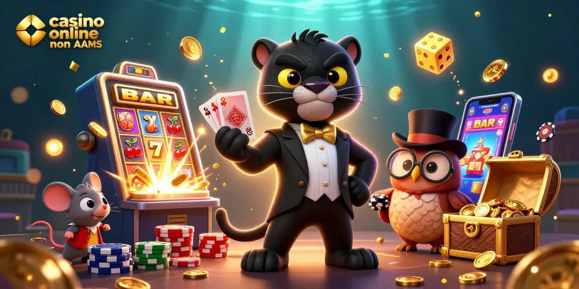 Immergiti nell'emozione dei casinò online non AAMS con personaggi vivaci ed elementi di gioco dinamici.