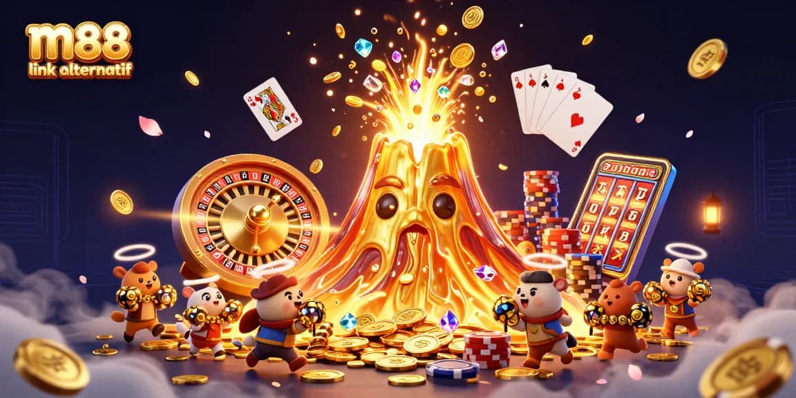Experience the excitement with m88 link alternatif showcasing a vibrant casino atmosphere full of treasures.