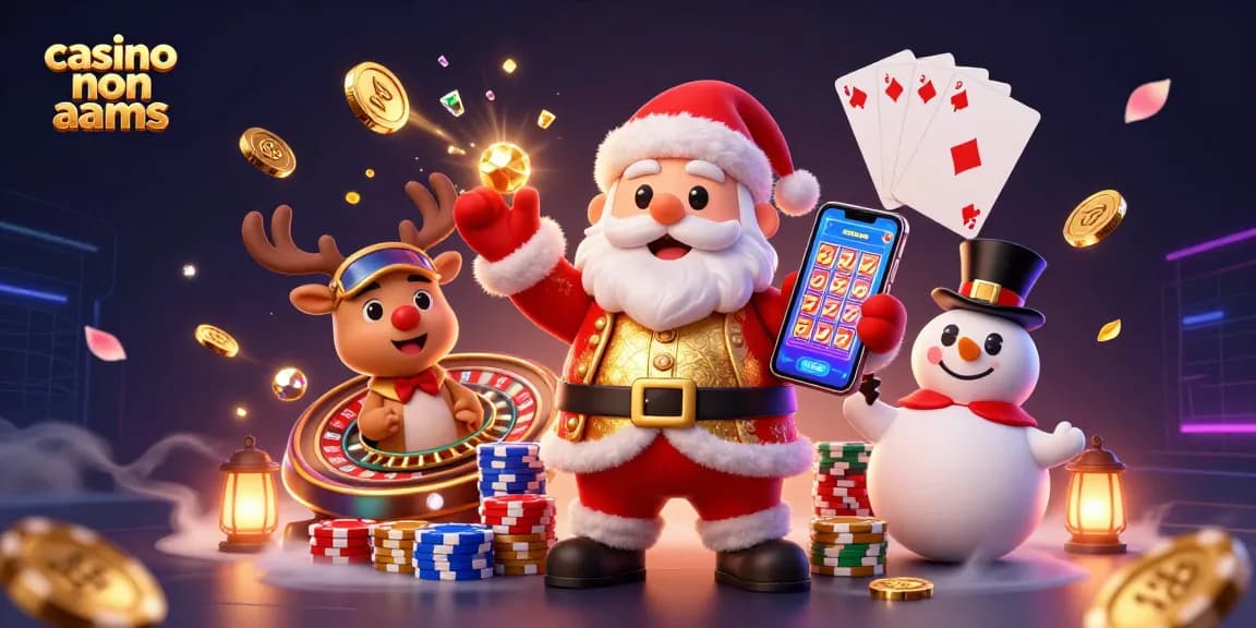 Giocare nei casino non AAMS con personaggi festivi che mostrano slot e giochi di alta qualità.