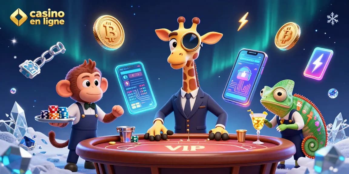 Jouer au casino en ligne avec des personnages animés, jetons et machines à sous.