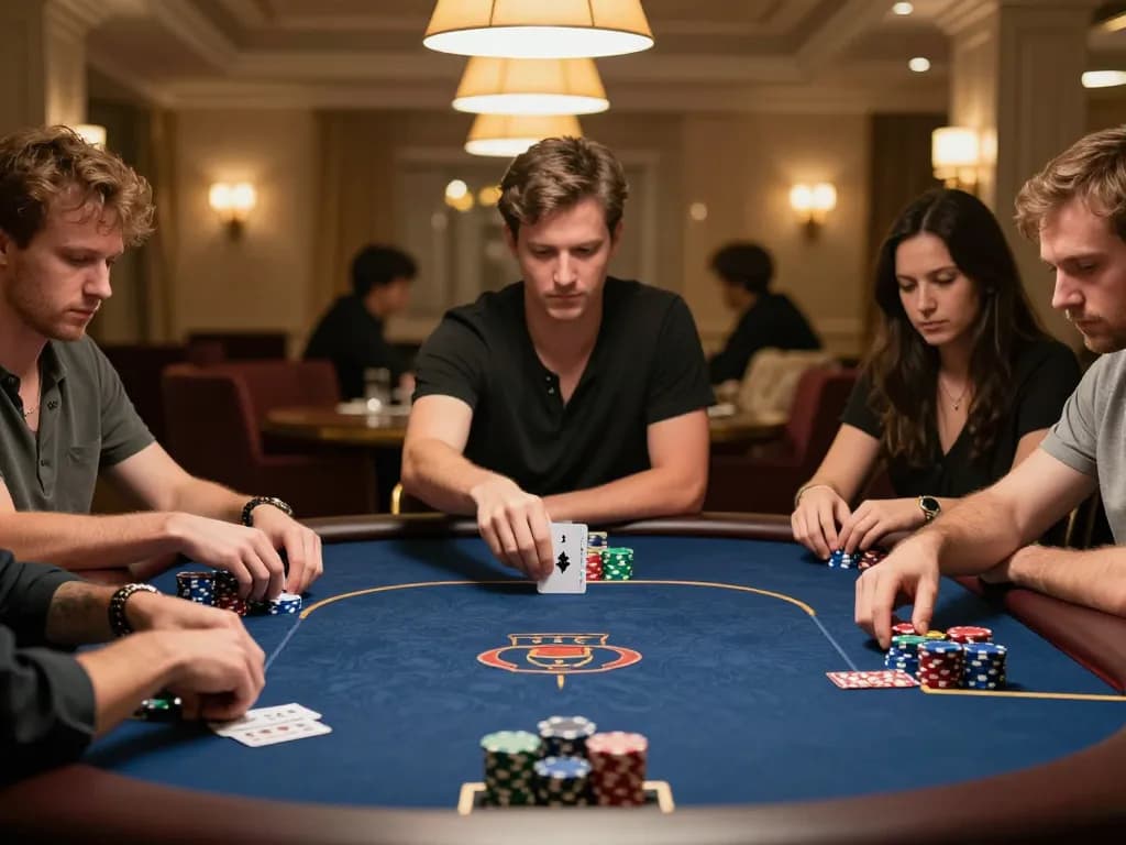 RR88 poker players competing for the winning hand with intense focus and high stakes.