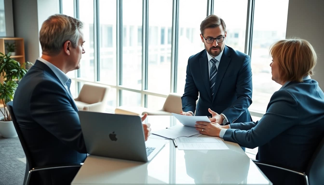 Clearwater truck accident lawyer advising a client in a professional office.