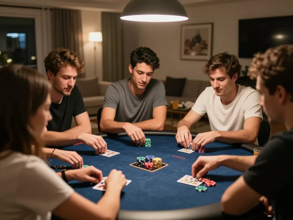 Players at a home game using MAX79 to engage in an exciting poker night.