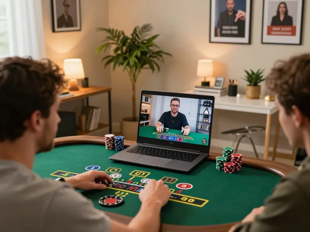 Experience sunwin online gaming with a player strategizing in a cozy home office during a live dealer session