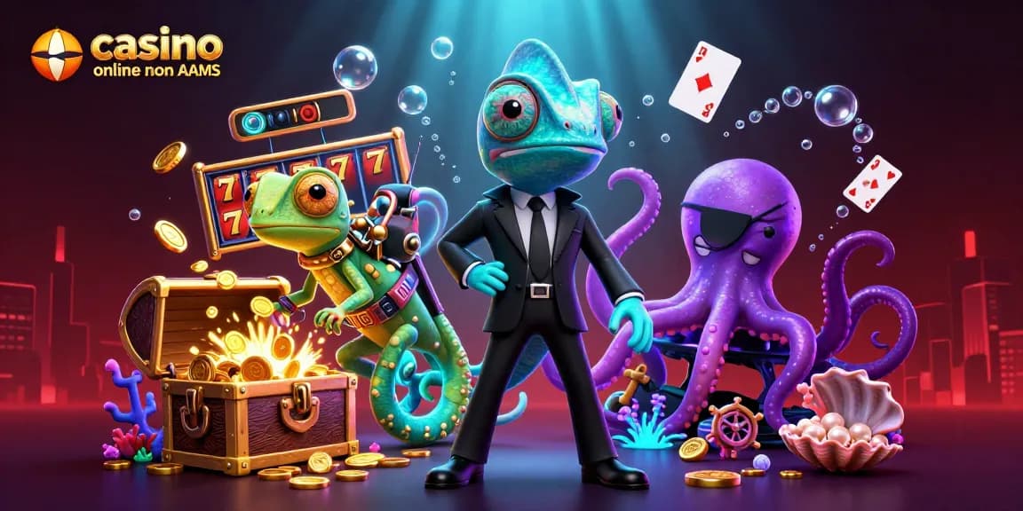 Scopri il mondo emozionante dei casino online non AAMS attraverso questa vivace illustrazione dinamica.
