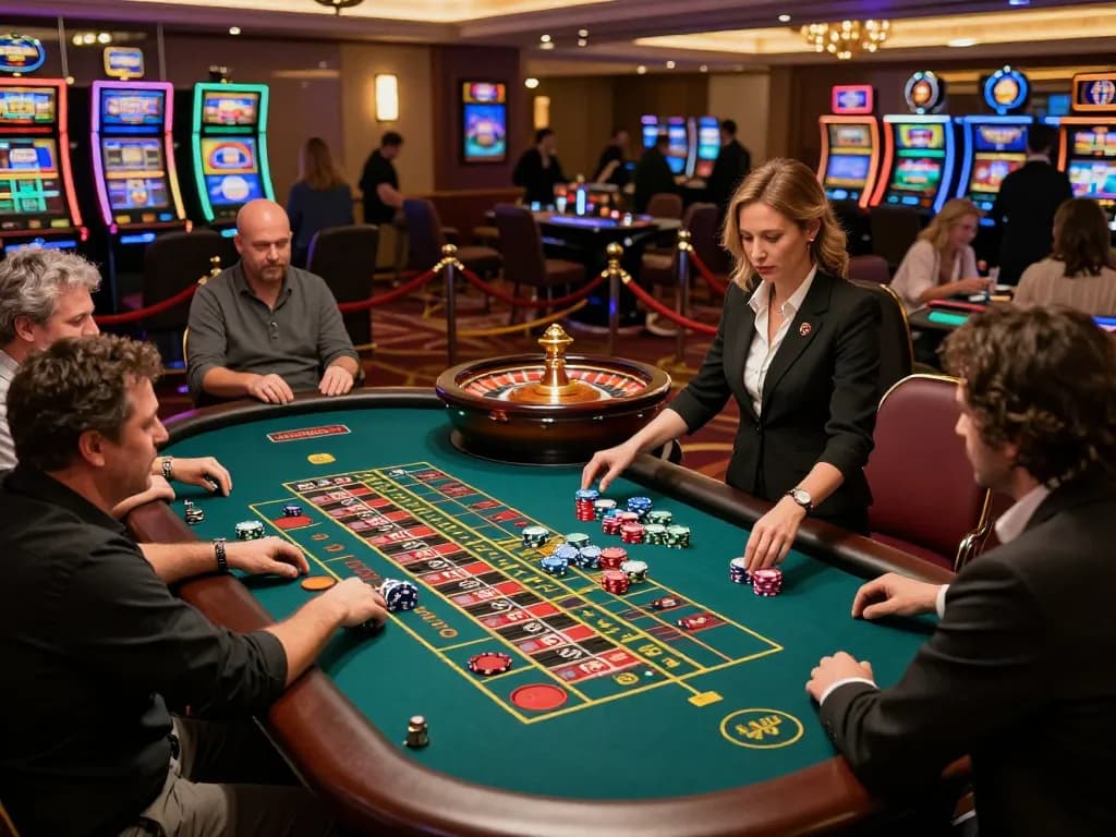 MM88 roulette table with players engaged in betting, vibrant chips in action.
