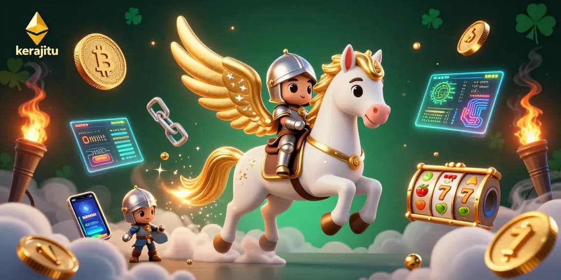 Experience thrilling gameplay at kerajitu with a mystical knight, golden horse, and crypto riches.
