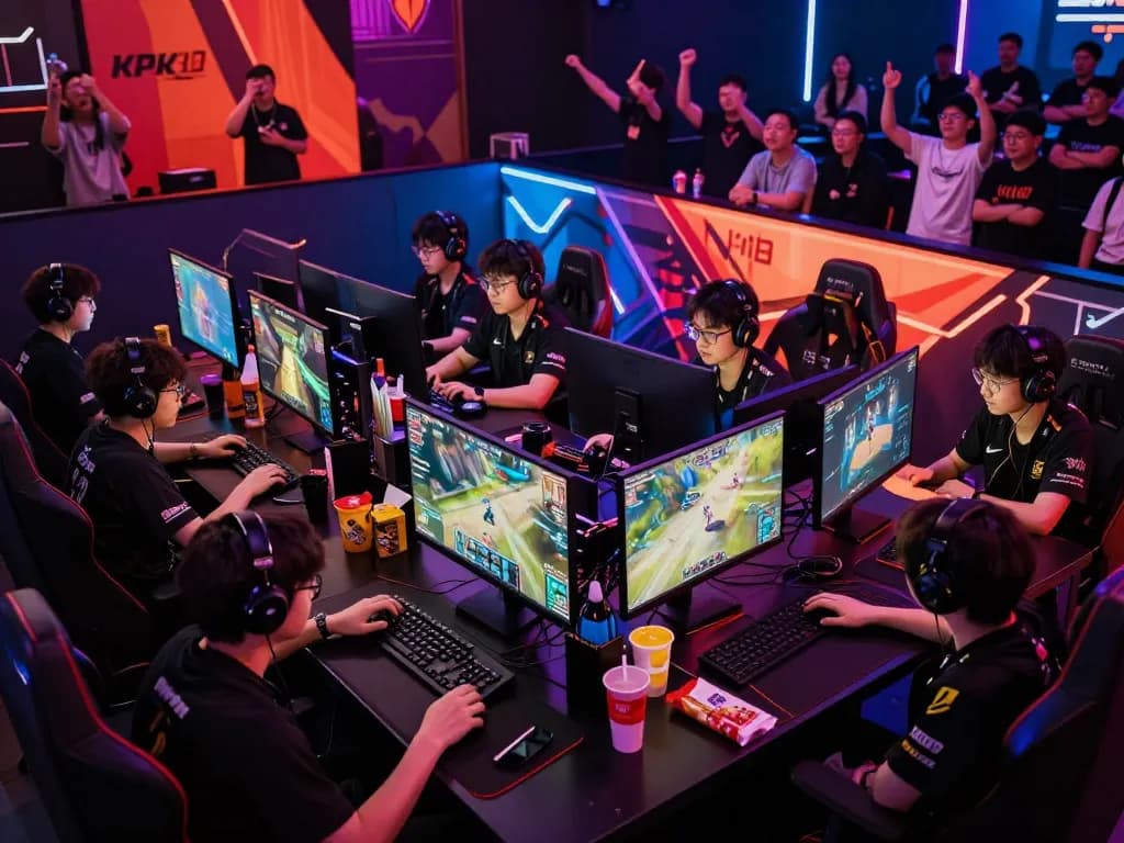 KPK100 hosts an exciting esports tournament with gamers competing in a vibrant arena.