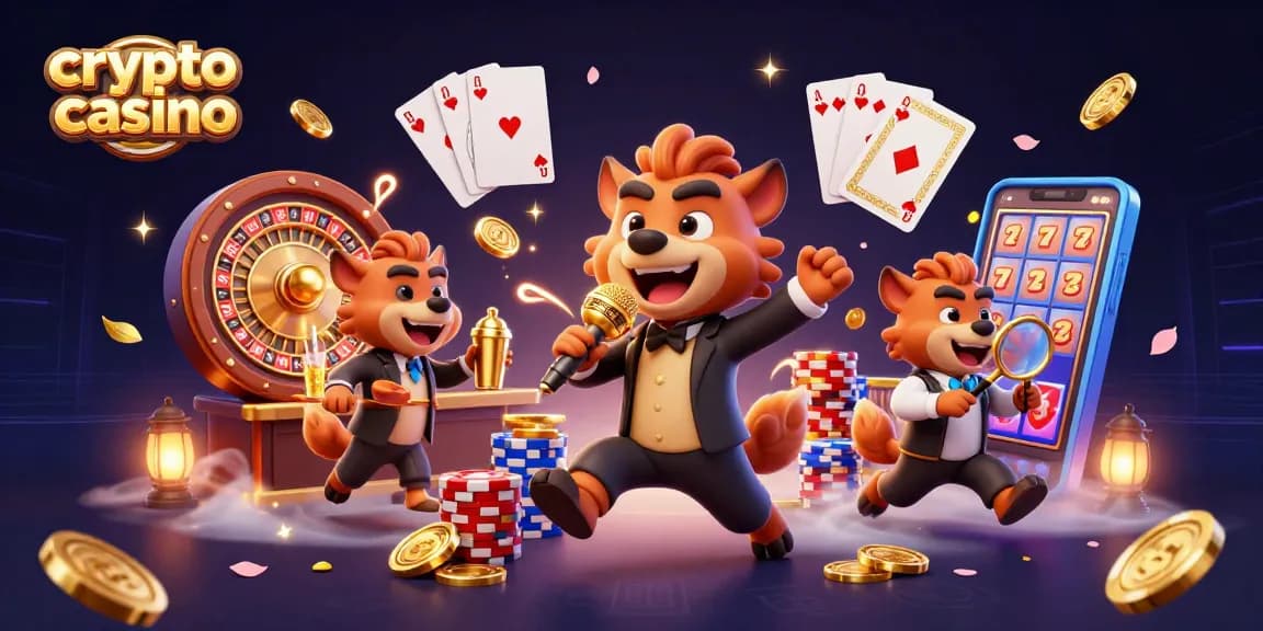 Jouer dans un casino crypto avec des animations colorées et des hyènes animées divertissantes.