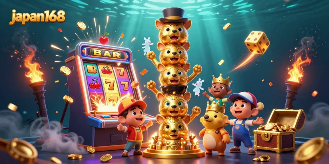 Experience the thrill of winning at japan168 with a vibrant 3D casino scene featuring exciting slots and dynamic game elements