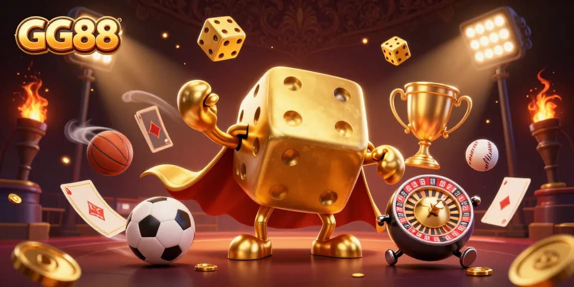 Engage with GG88's vibrant 3D casino scene showcasing interactive gaming elements and dynamic action.