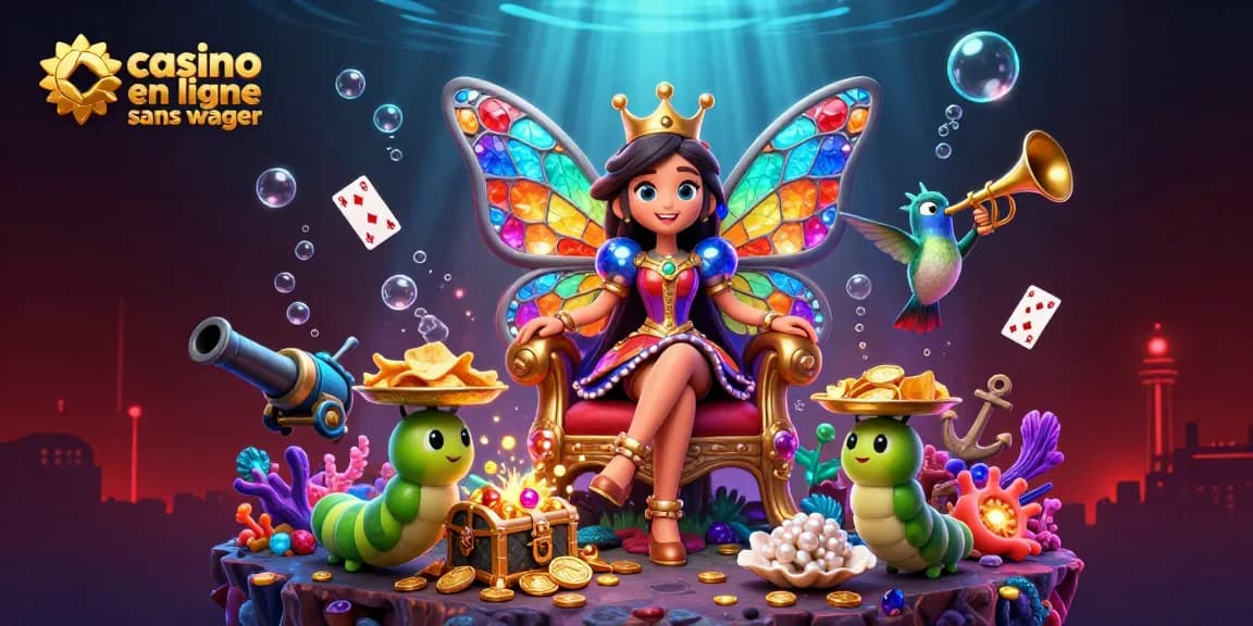 Profitez d'une expérience de jeu au casino en ligne sans wager avec des illustrations festives et colorées.