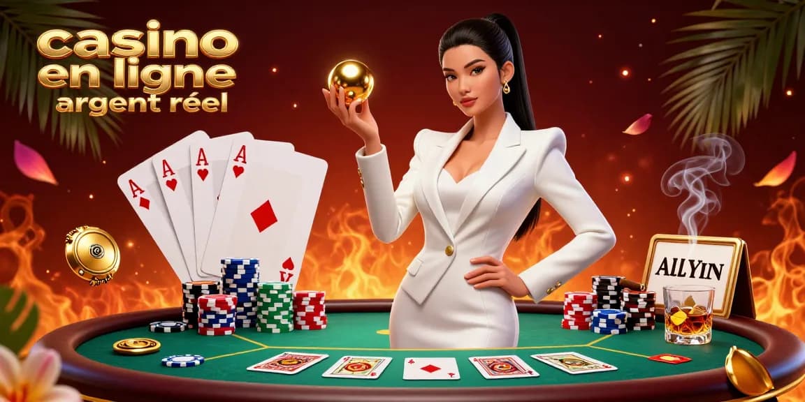 Profitez du luxe des casinos en ligne argent réel à travers cette illustration vibrante mettant en avant des éléments de poker.