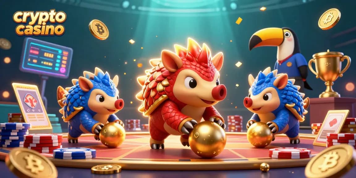 Scopri il mondo del crypto casino con pangolini rivali e monete digitali scintillanti.