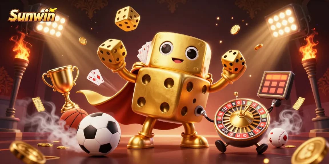Engage in thrilling games with Sunwin's vibrant characters in a colorful casino showdown!