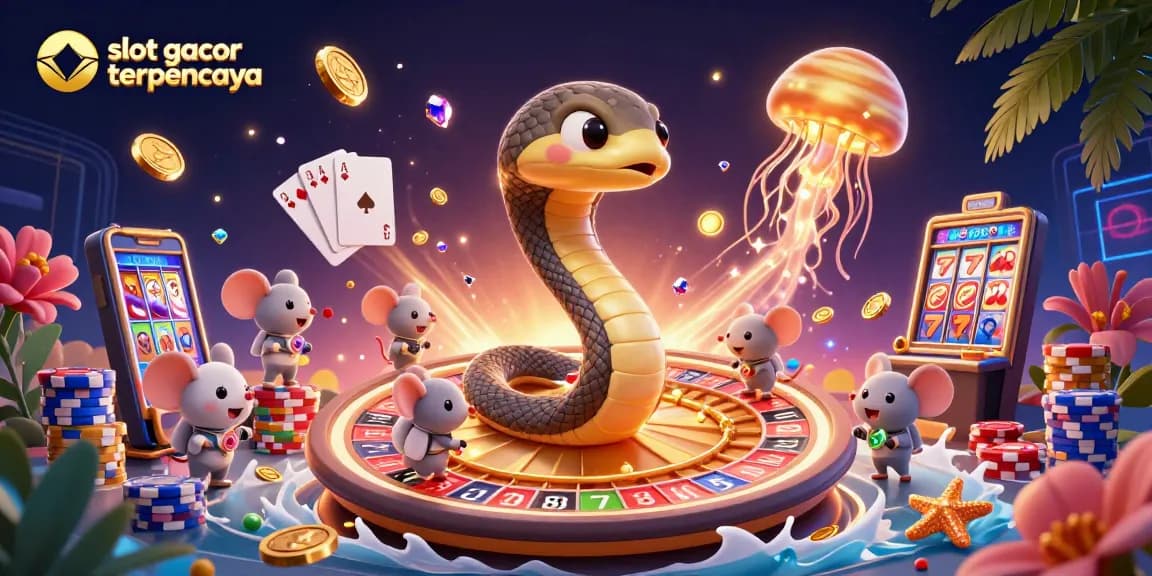 Slot gacor terpercaya, nikmati taruhan dalam ilustrasi kasino online yang dinamis dan penuh warna.