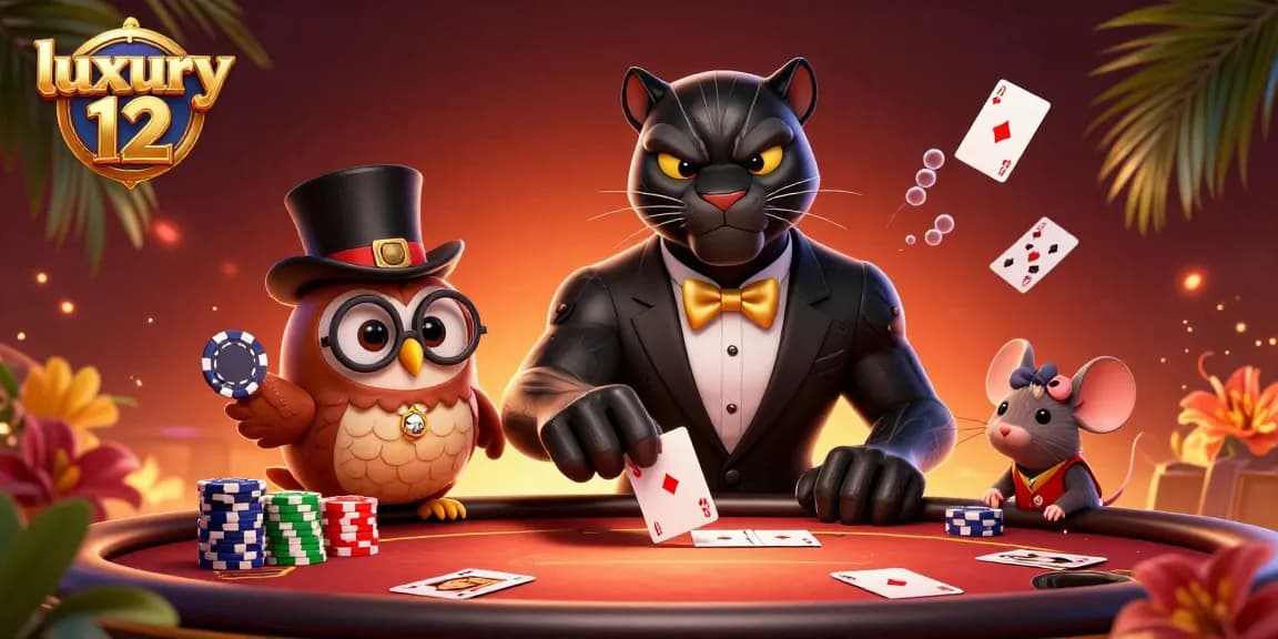 Engage with luxury 12 casino scene featuring a stylish panther, poker elements, and a vibrant underwater treasure.
