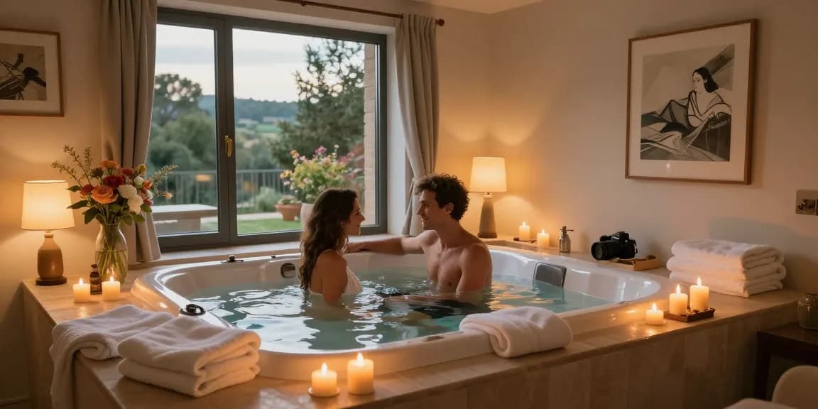 Experience a romantic escape with a chambre avec jacuzzi privatif toulouse, featuring cozy decor and a soothing ambiance.