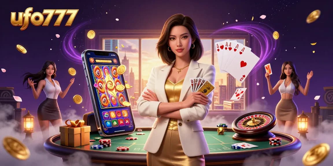 Experience thrilling wins with ufo777's exciting casino games in a vibrant 3D scene.
