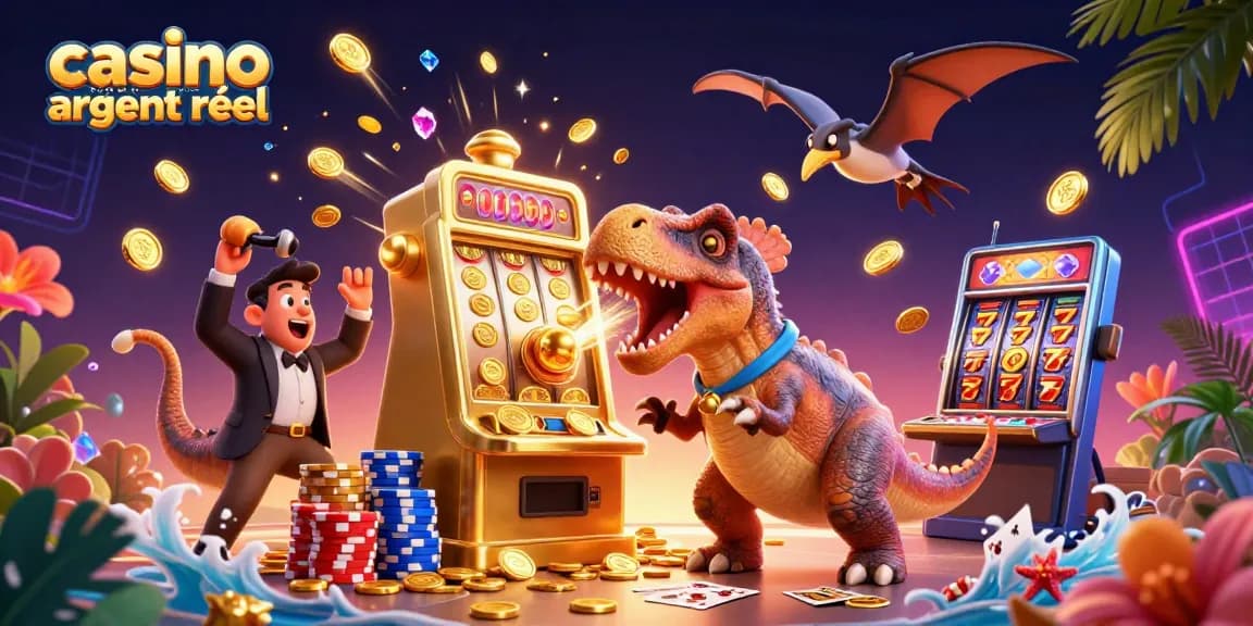 Jackpot avec casino en ligne argent réel, des pièces d'or et des personnages dynamiques.
