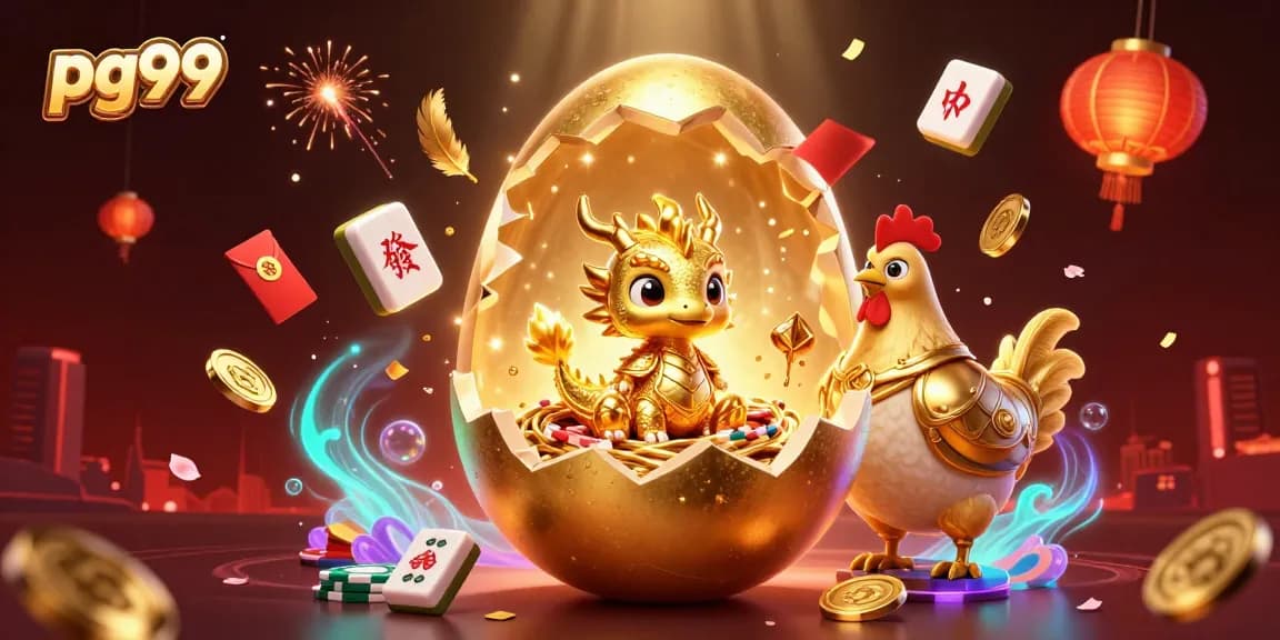 Experience thrilling wins with pg99 in an ultra-detailed 3D gaming adventure featuring a golden dragon and poker chips.