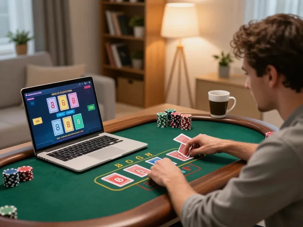 Player strategizing on llwin platform during an online live dealer game at home.