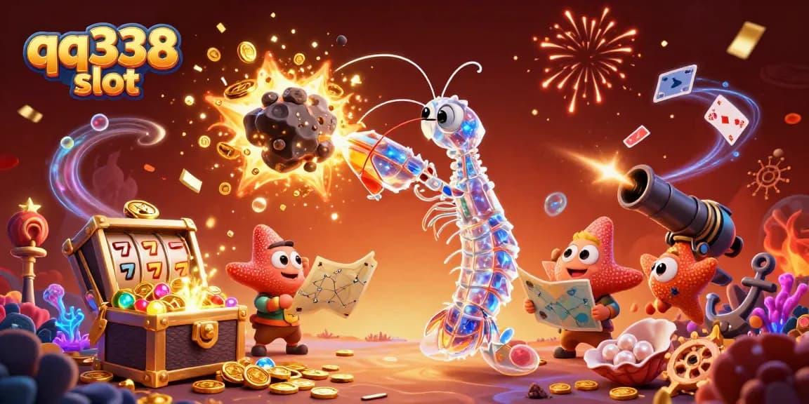 Engage in thrilling wins with qq338 slot amidst vibrant casino-themed 3D illustration featuring dynamic elements.
