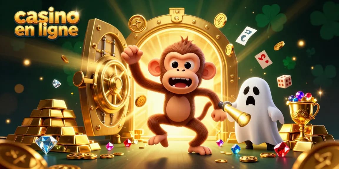 Les éléments de casino en ligne se mélangent à la magie d'un monstre maladroit et d'un chiot chasseur avec une lampe dorée.