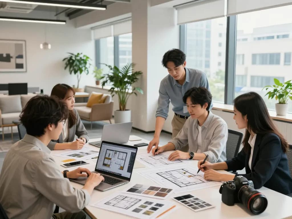 Office renovation discussion showcasing a vibrant atmosphere of teamwork and modern design, focusing on effective renovation strategies for office spaces.