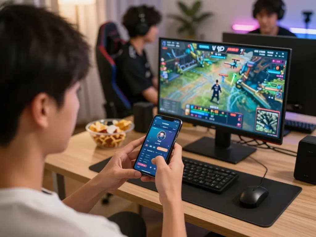 Player engaged in esports betting Singapore through mobile app at home during a live match