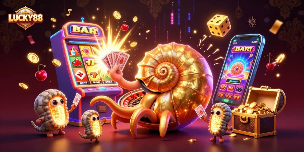 Experience thrilling winnings on the LUCKY88 slot machine with dynamic action and vibrant casino elements.