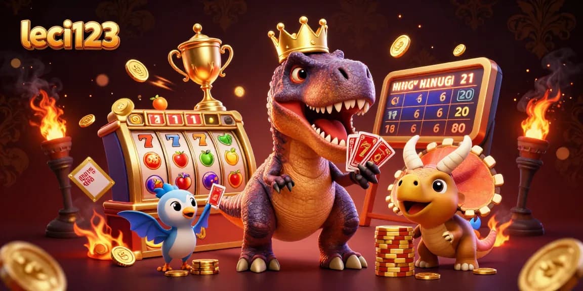 Mainkan leci123 dengan karakter 3D lucu dan elemen kasino berkilau dalam suasana penuh warna.
