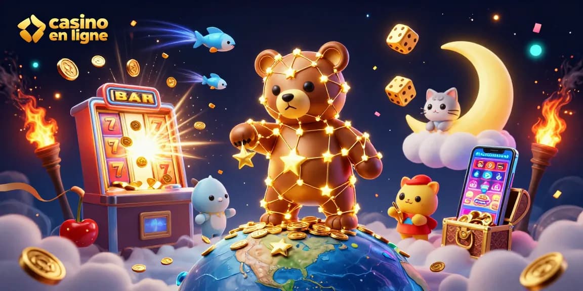 Gagnez gros avec les jeux de casino en ligne illustrés par un ours constellation doré.