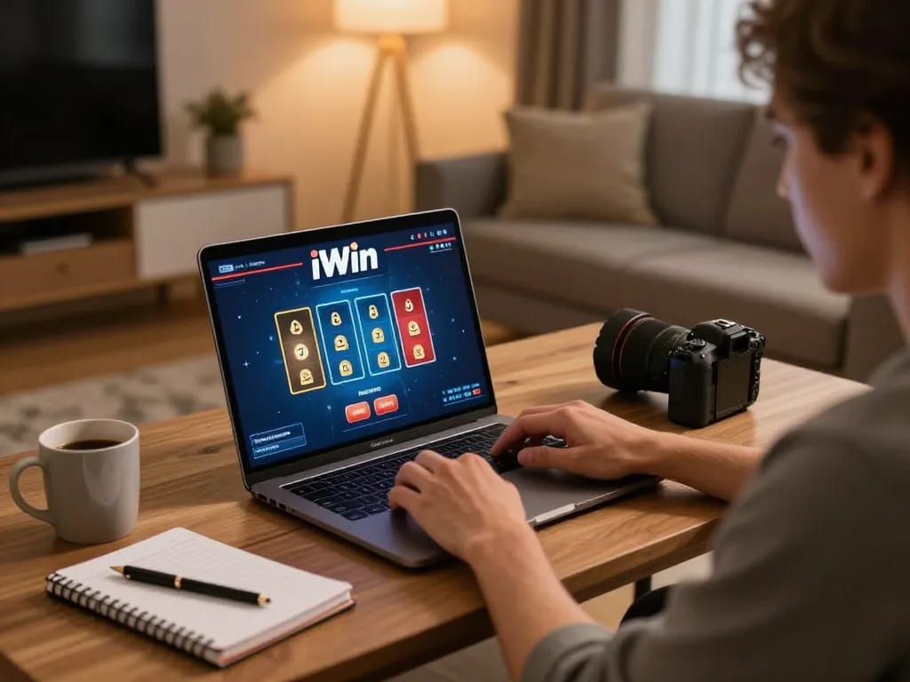 Engaging gameplay on iWin platform with players strategizing in a cozy home setting.