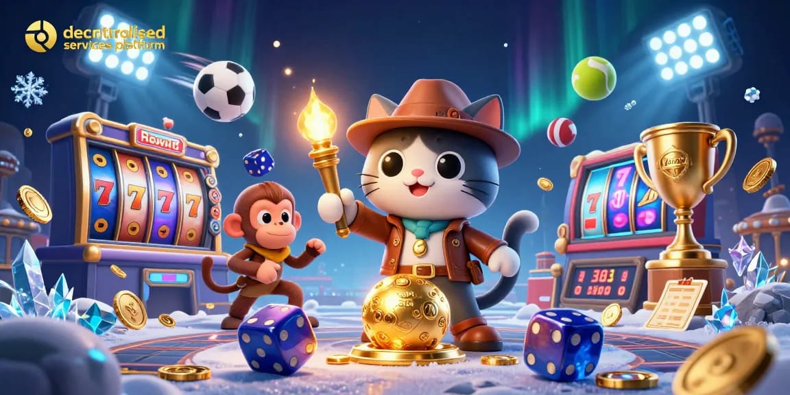 Engage in the dynamic world of a decentralised services platform with a cat archaeologist and lively casino elements.
