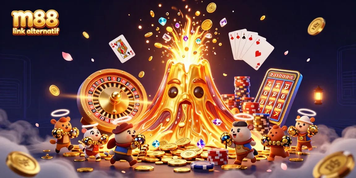 Experience the excitement with m88 link alternatif showcasing a vibrant casino atmosphere full of treasures.