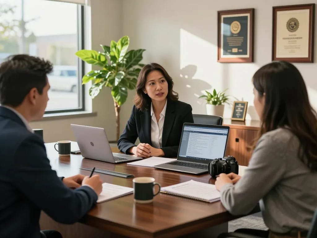 Orlando Personal Injury Lawyer consulting with a client in a warm office setting, emphasizing personal attention and professionalism.