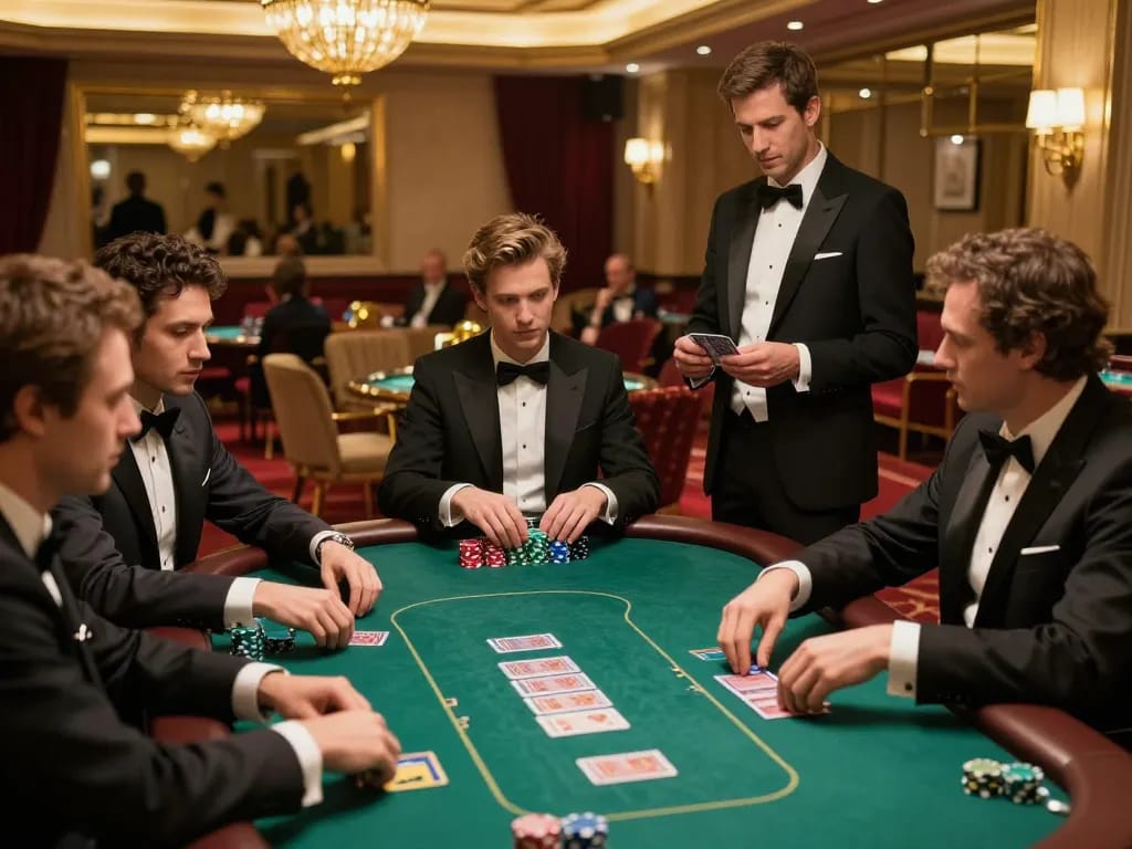 Players engaged in high-stakes poker game at LC 88 casino, showcasing thrilling gameplay.