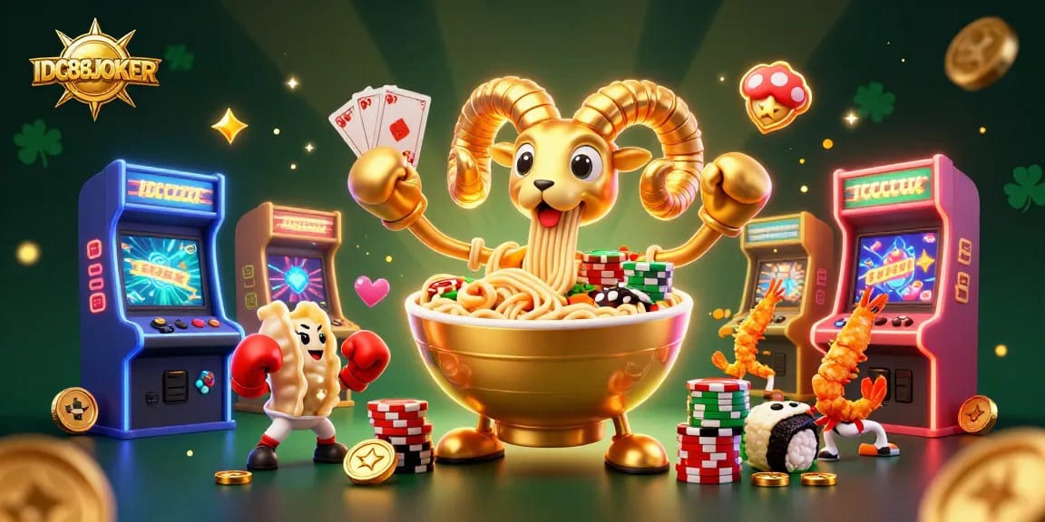 Experience thrilling gameplay at IDC88JOKER with vibrant characters dealing cards and stacking chips.