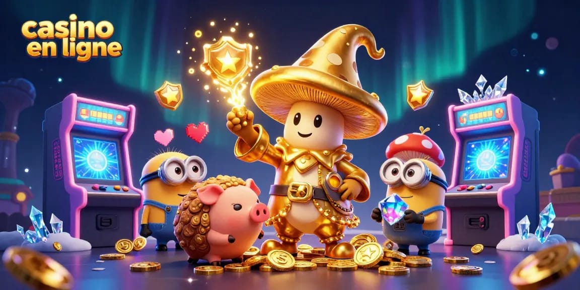 Profitez d'une expérience captivante de casino en ligne avec une illustration 3D dynamique.