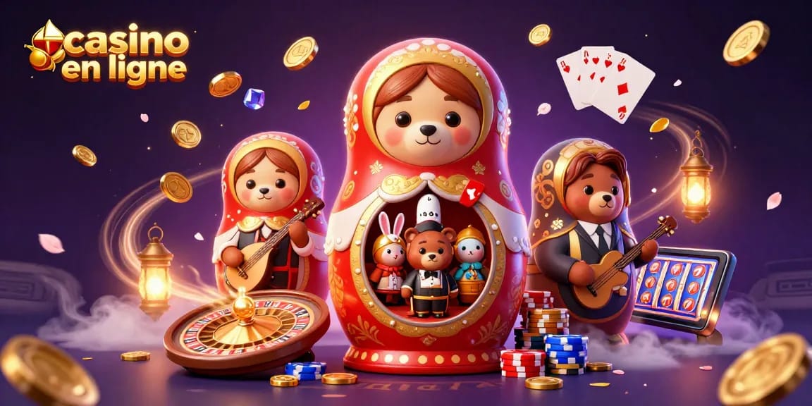 Plongez dans l'univers du casino en ligne avec des ours Matryoshka et des pièces volantes