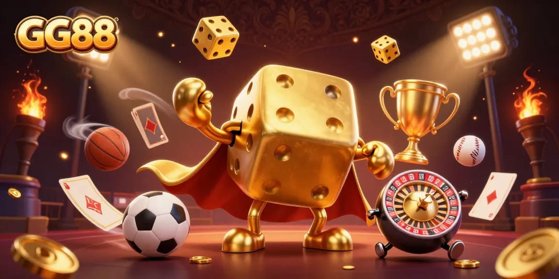 Engage with GG88's vibrant 3D casino scene showcasing interactive gaming elements and dynamic action.