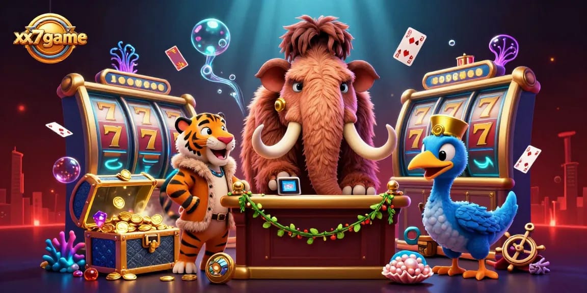 Experience the exciting world of xx7game with a vibrant 3D casino bouncer and dynamic game elements.