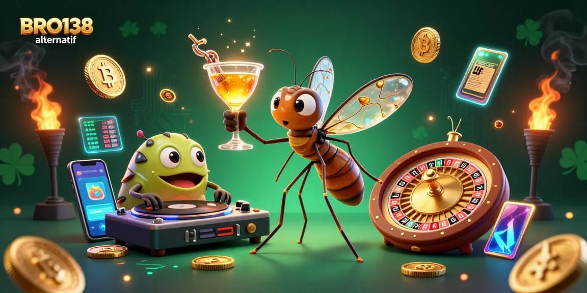 Experience the excitement of BRO138 alternatif with a vibrant 3D casino scene full of thrilling gaming elements.