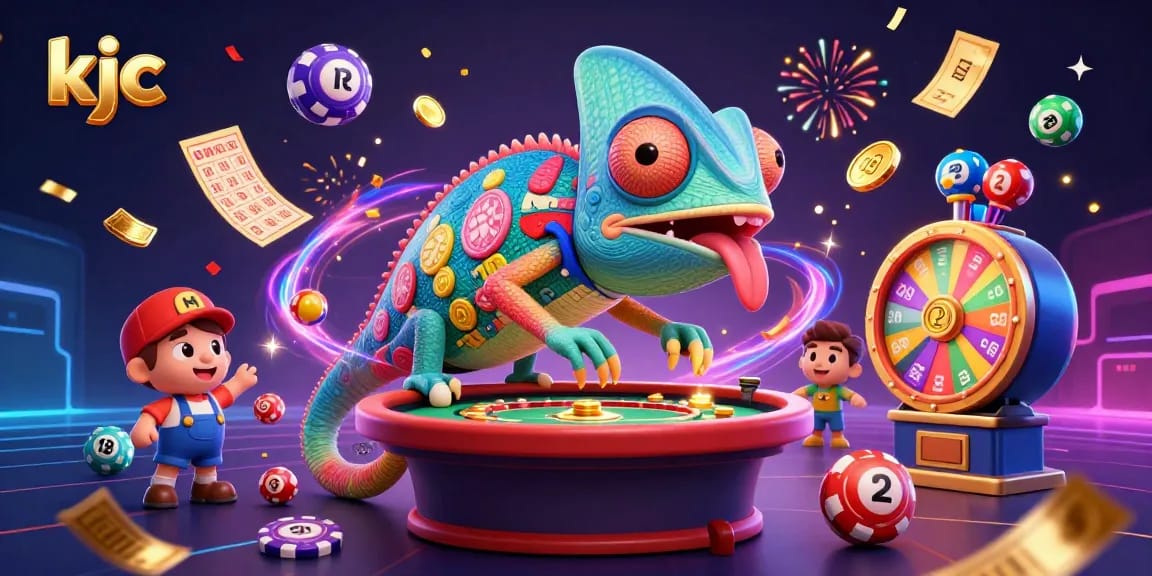 Engage with kjc in a vibrant 3D casino scene, featuring lively characters and dynamic game elements.